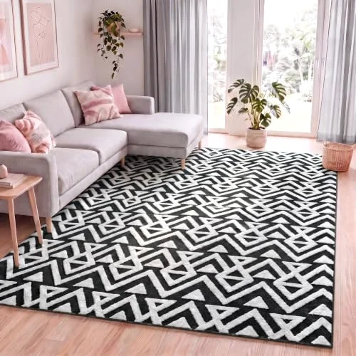 LOCHAS Ultra Soft Shag Rug 6 × 9 ft, Black