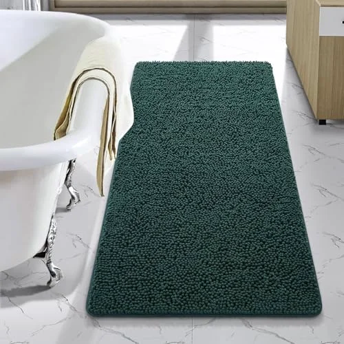 LOCHAS Luxury Chenille Bath Mat 24 × 48 in, Hunter Green