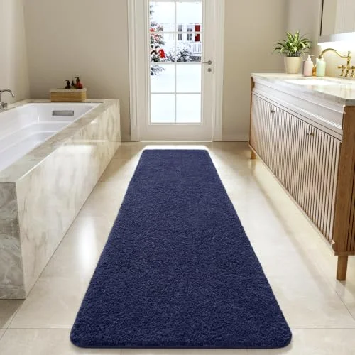 LOCHAS Chenille Bath Runner 24 × 84 in, Navy