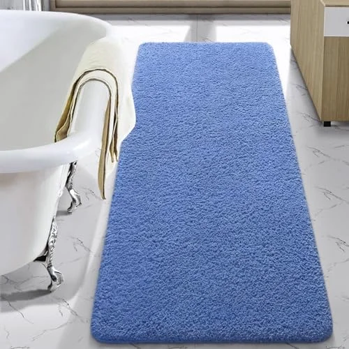 LOCHAS Chenille Bath Runner 24 × 60 in, Blue