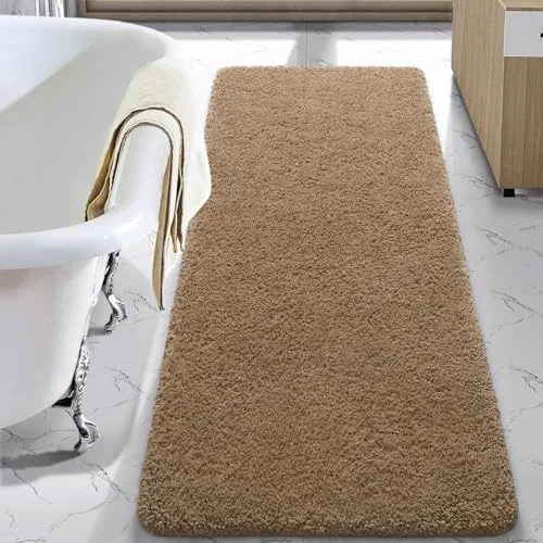 LOCHAS Chenille Bath Runner 24 × 70 in, Light Brown