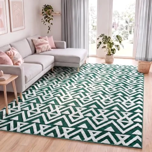 LOCHAS Ultra Soft Shag Rug 5 × 8 ft, Dark Green
