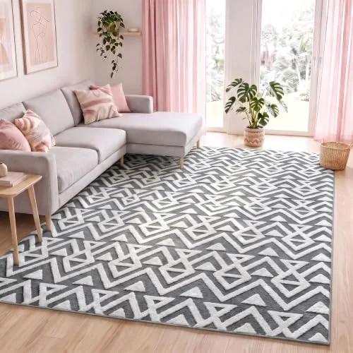 LOCHAS Ultra Soft Shag Rug 5 × 8 ft, Grey