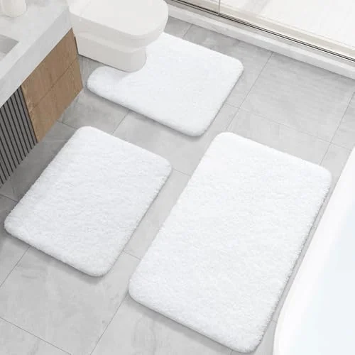 LOCHAS Chenille Bath Rug Set (3 pc), White