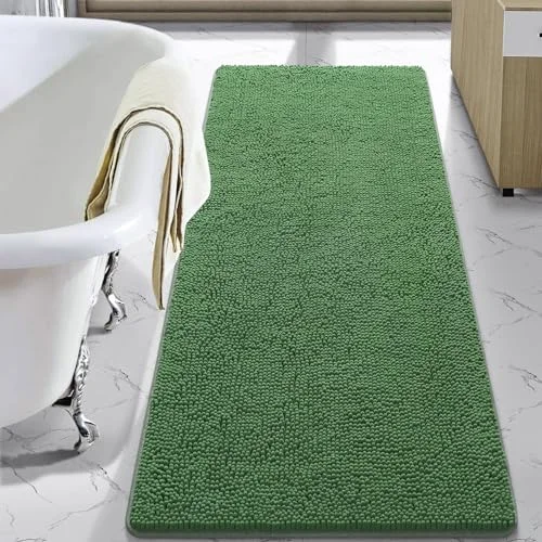 LOCHAS Luxury Chenille Bath Mat 24 × 60 in, Green