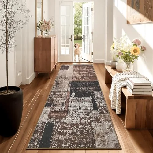 LOCHAS Washable Hallway Runner 2 × 8 ft, Brown
