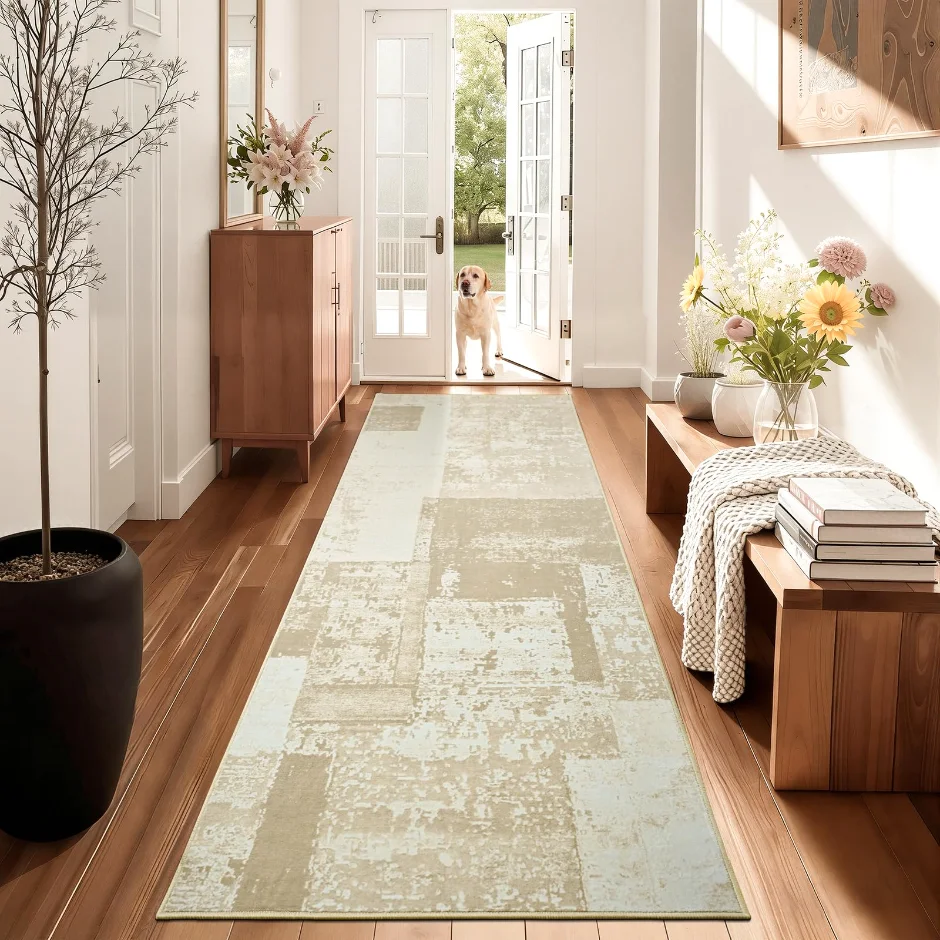 LOCHAS Washable Hallway Runner 2 × 8 ft, Ivory Beige