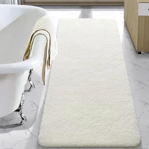 LOCHAS Chenille Bath Runner 24 × 48 in, Cream White