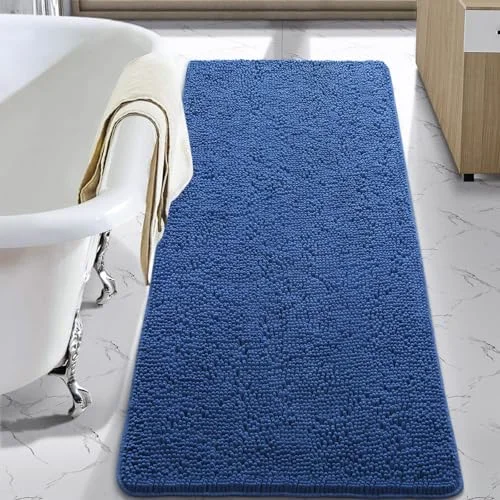 LOCHAS Luxury Chenille Bath Mat 24 × 48 in, Blue