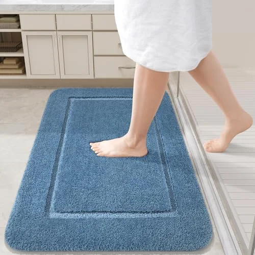 LOCHAS Chenille Bath Mat 24 × 36 in, Blue