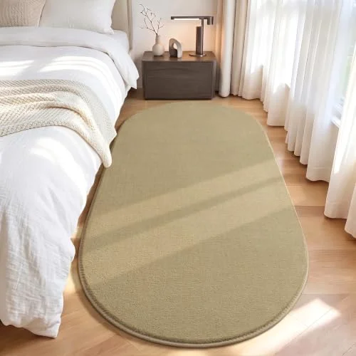 LOCHAS Fluffy Oval Rug 2.6 × 5.3 ft, Beige