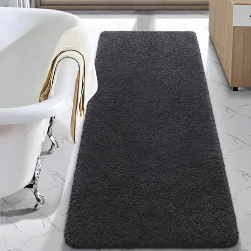 LOCHAS Chenille Bath Runner 24 × 70 in, Dark Grey