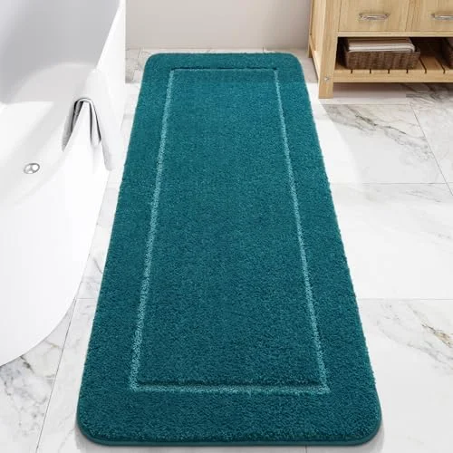 LOCHAS Chenille Bath Runner 24 × 70 in, Peacock Blue