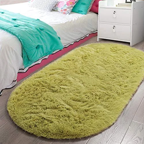 LOCHAS Fluffy Shag Area Rug 2.6 × 5.3 ft, Green