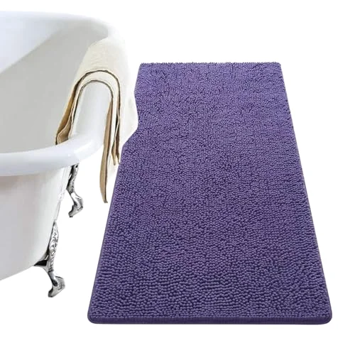 LOCHAS Luxury Chenille Bath Mat 24 × 48 in, Dark Purple