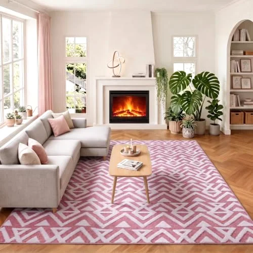 LOCHAS Ultra Soft Shag Rug 6 × 9 ft, Pink