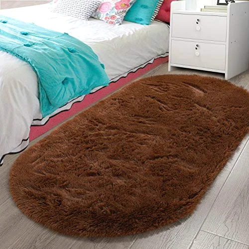 LOCHAS Fluffy Shag Area Rug 2.6 × 5.3 ft, Brown