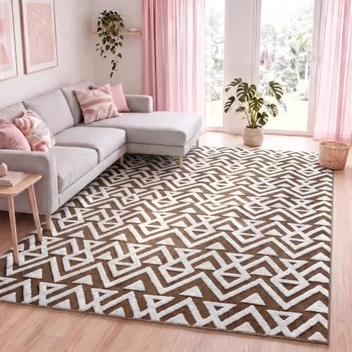 LOCHAS Ultra Soft Shag Rug 5 × 8 ft, Beige