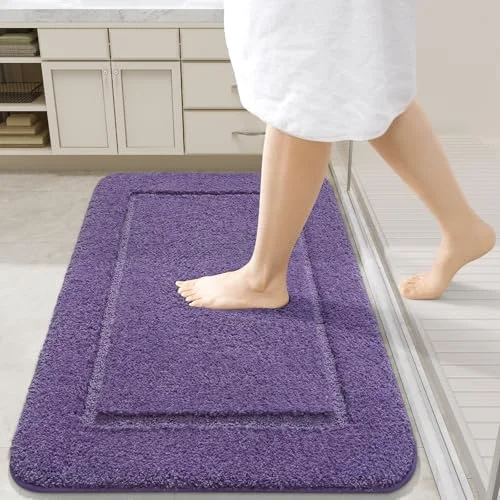 LOCHAS Chenille Bath Mat 24 × 36 in, Purple
