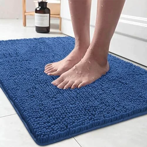 LOCHAS Luxury Chenille Bath Mat 24 × 36 in, Blue