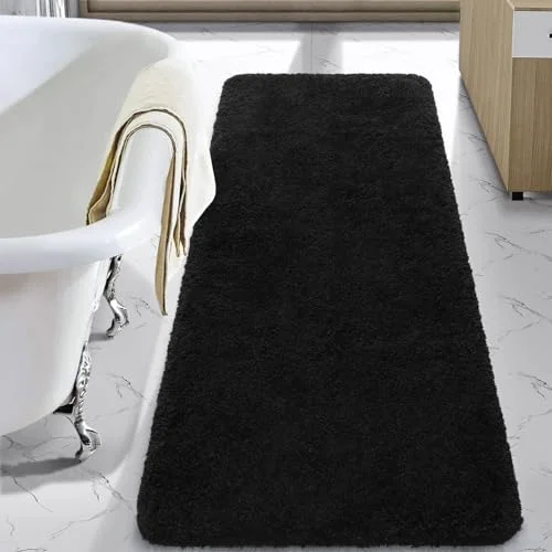LOCHAS Chenille Bath Runner 24 × 54 in, Black