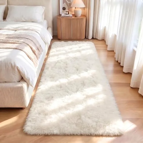 LOCHAS Fluffy Hallway Runner 2 × 6 ft, Cream