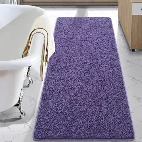 LOCHAS Luxury Chenille Bath Mat 24 × 60 in, Dark Purple
