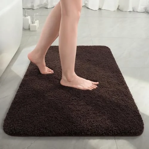 LOCHAS Microfiber Bath Mat 36 × 24 in, Brown