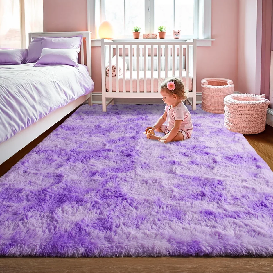 LOCHAS Rainbow Kids Rug 6 × 9 ft, Purple